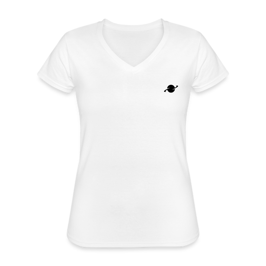 Damen Basic T-Shirt  V-Neck - white