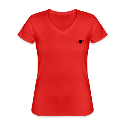 Damen Basic T-Shirt  V-Neck - red