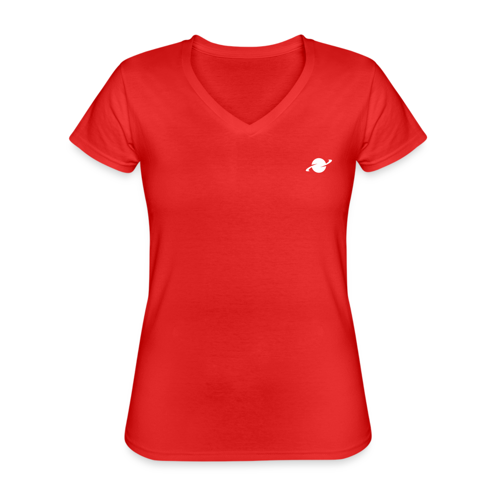 Damen Basic T-Shirt  V-Neck - red