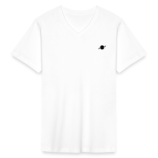 Herren Basic T-Shirt  V-Neck - white