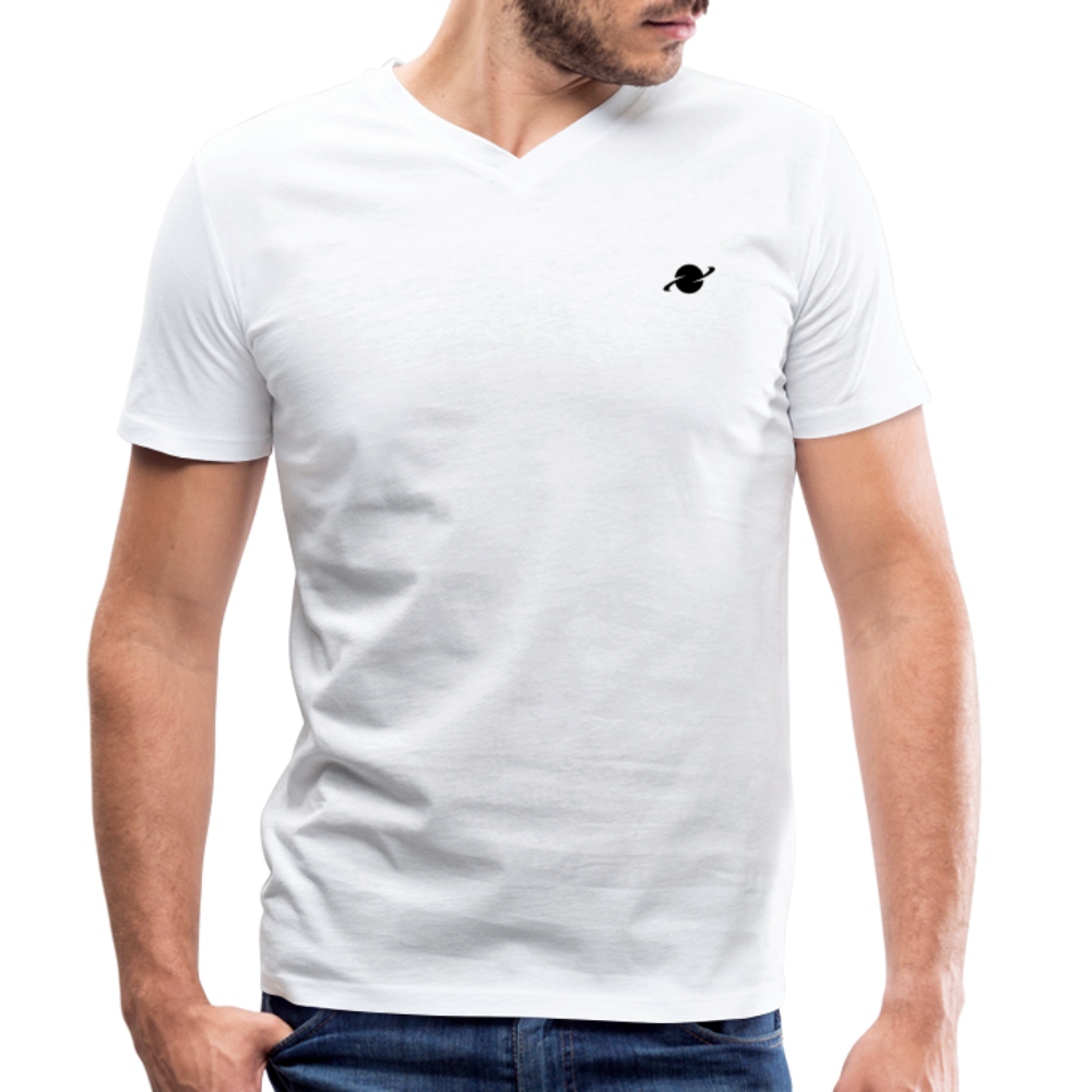 Herren Basic T-Shirt  V-Neck - white