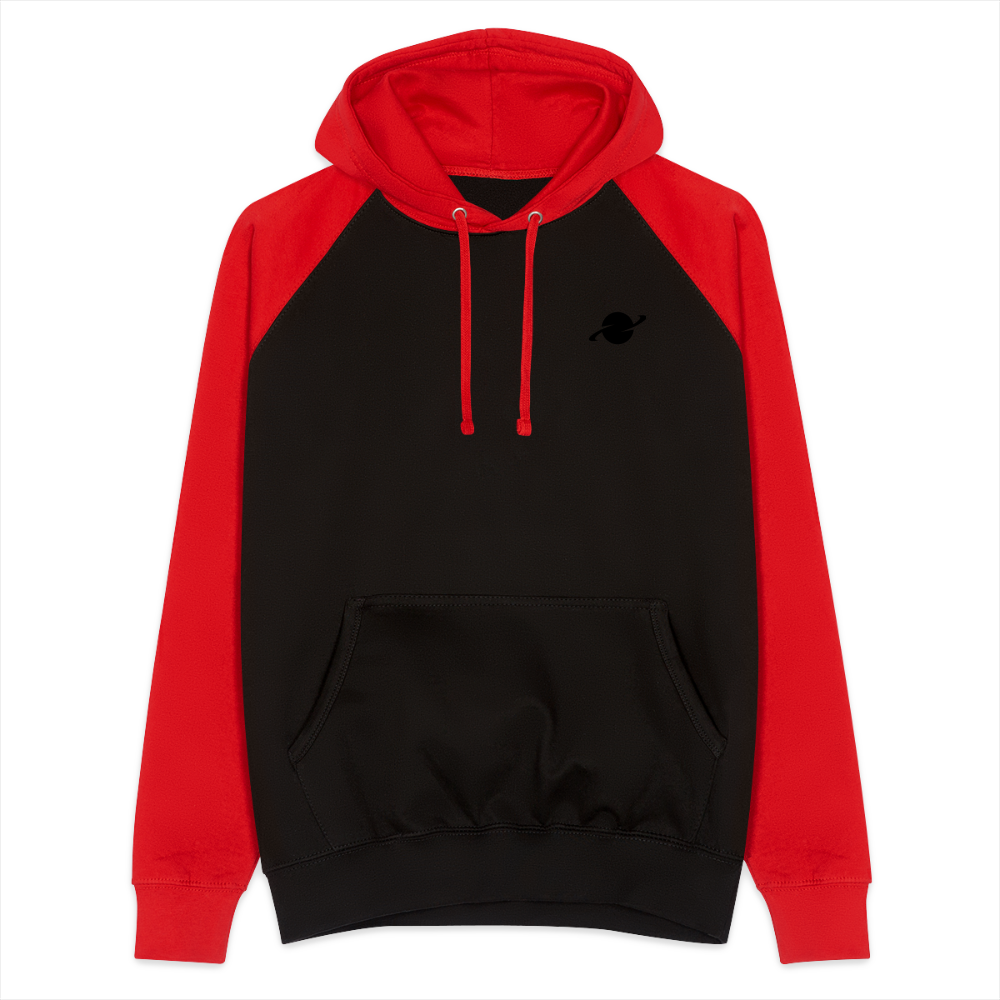 Herren Relaxed Baseball Hoodie - black/red