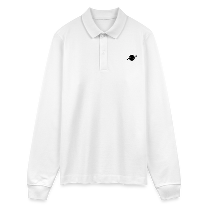 Herren Organic Langarm-Poloshirt - white