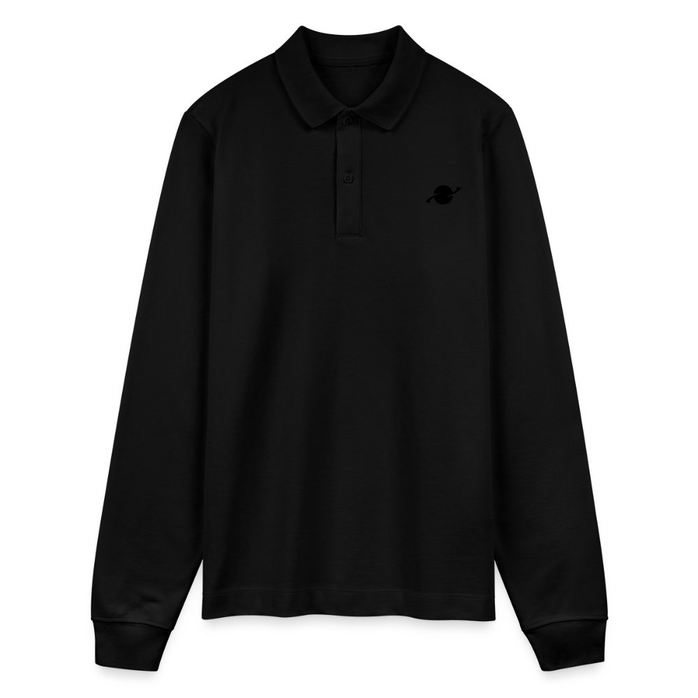 Herren Organic Langarm-Poloshirt - black