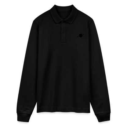 Herren Organic Langarm-Poloshirt - black