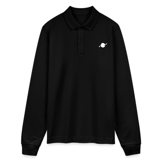 Herren Organic Langarm-Poloshirt - black