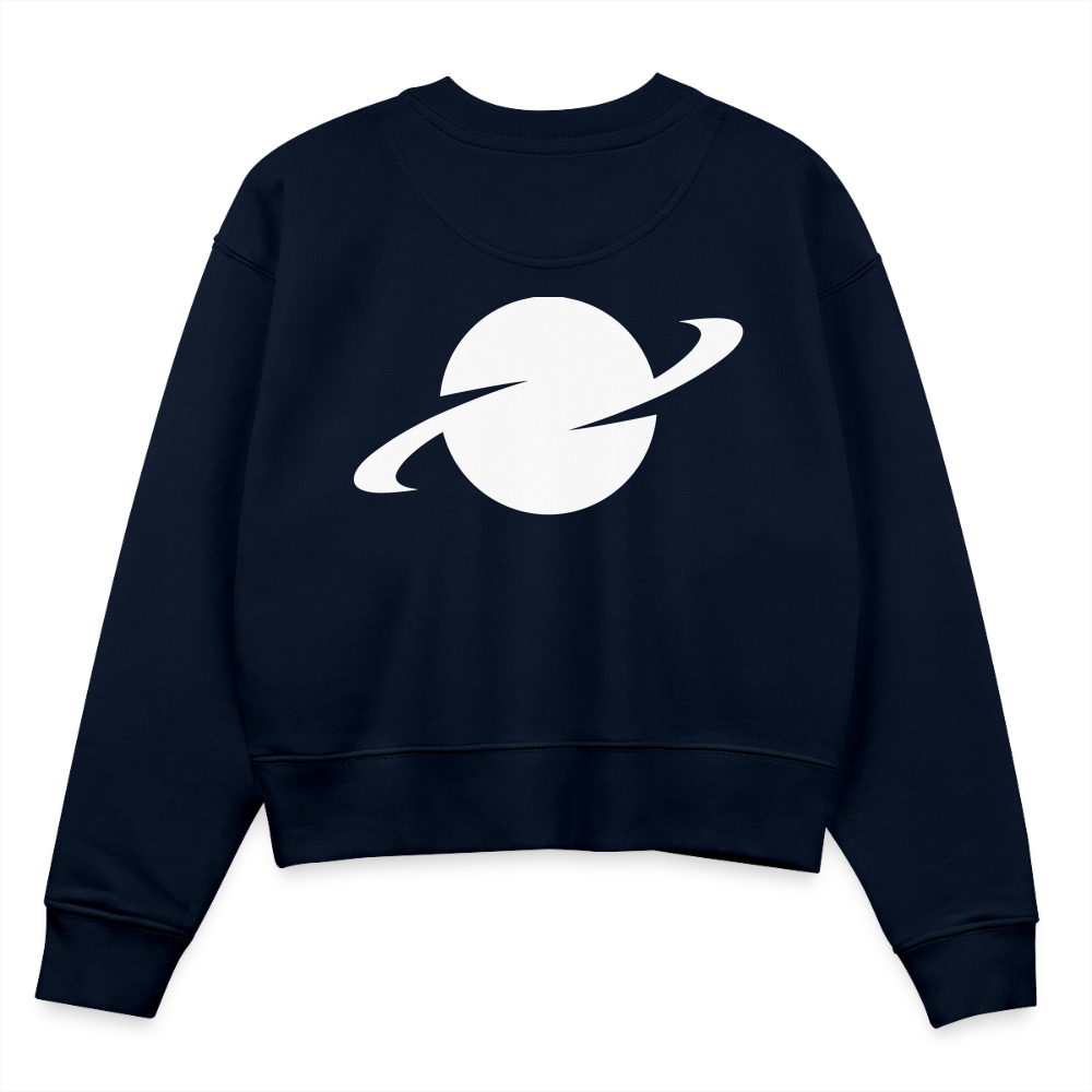 D Organic Cropped Sweater Back Logo - navy