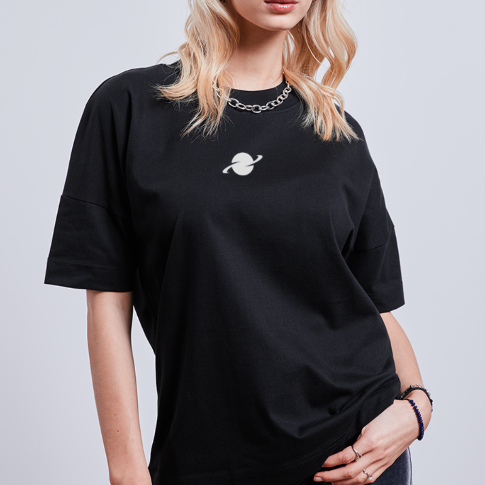 Organic Oversized T-Shirt Center Logo - black