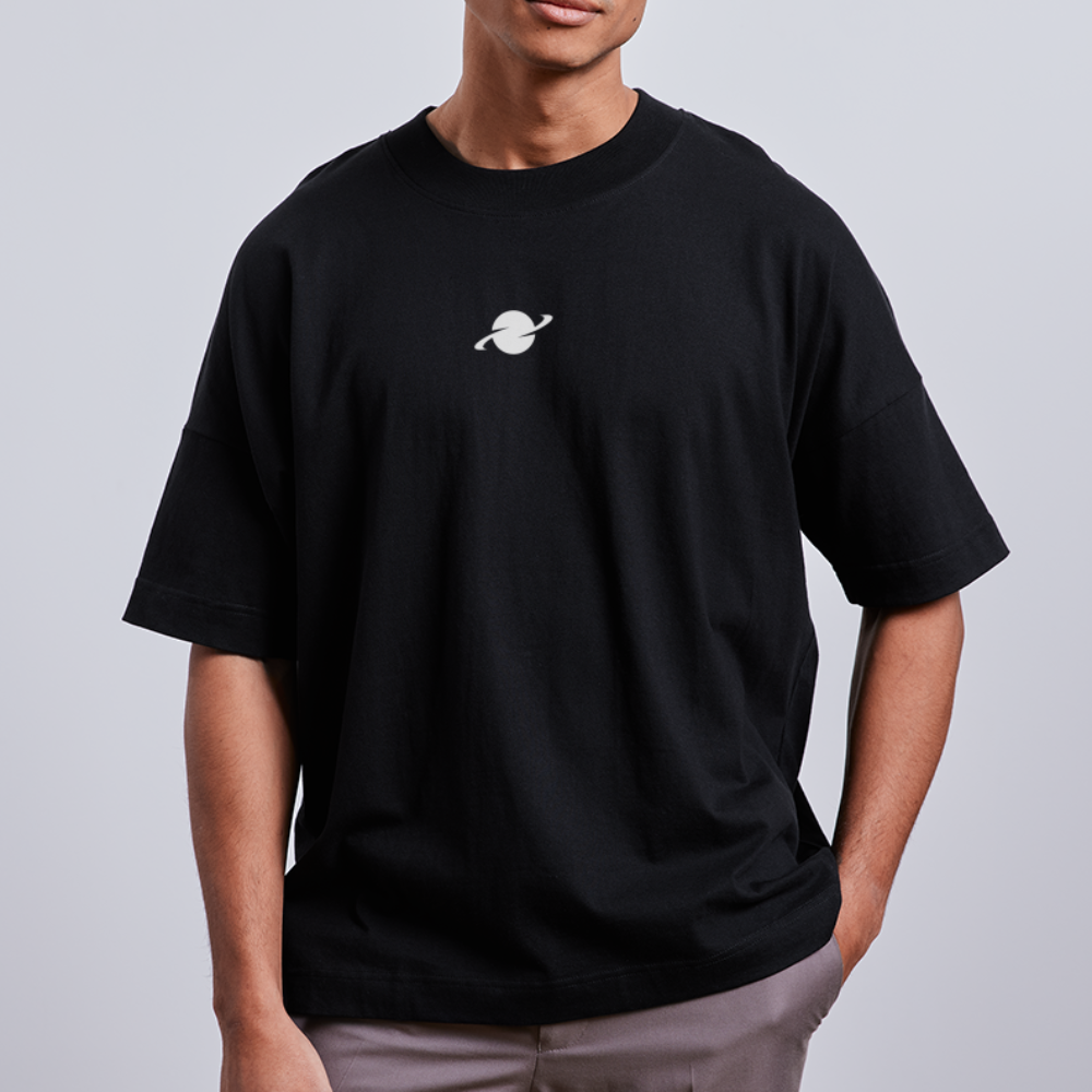 H Organic Oversized T-Shirt Center Logo - black