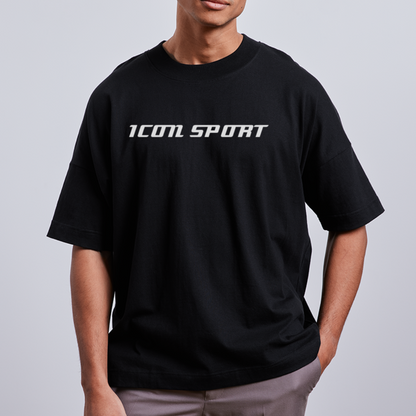 H Icon SPORT Organic Oversized T-Shirt Center Logo - black