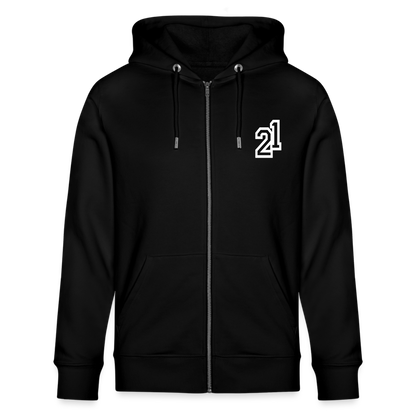 H 21 Organic Relaxed Zip-Hoodie - black